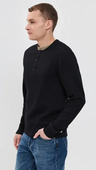 Reigning Champ Lightweight Waffle Standard Henley Black | Thumbnail 4 Reigning Champ Lightweight Waffle Standard Henley Black | Thumbnail 4
