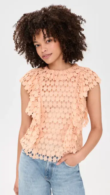 Ulla Johnson Daevy Silk-Lined Lace Top Blush 2 | Thumbnail 2 Ulla Johnson Daevy Silk-Lined Lace Top Blush 2 | Thumbnail 2