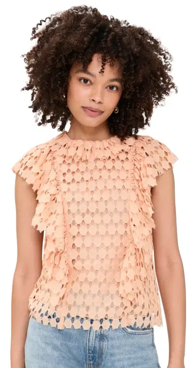 Ulla Johnson Daevy Silk-Lined Lace Top Blush 2 | Thumbnail 1 Ulla Johnson Daevy Silk-Lined Lace Top Blush 2 | Thumbnail 1