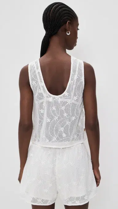 MINKPINK Sundara Tie Side Lace Coverup Top White | Thumbnail 3 MINKPINK Sundara Tie Side Lace Coverup Top White | Thumbnail 3
