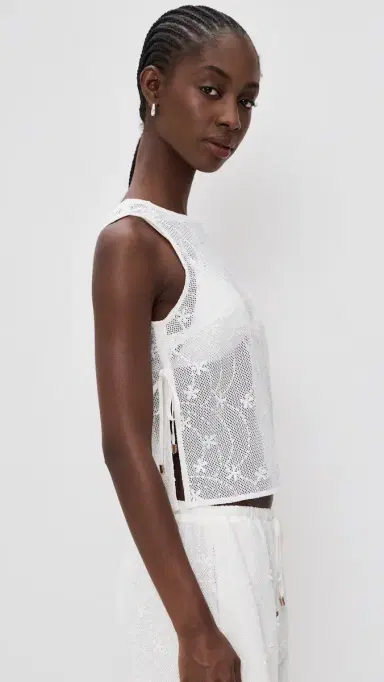 MINKPINK Sundara Tie Side Lace Coverup Top White | Thumbnail 4 MINKPINK Sundara Tie Side Lace Coverup Top White | Thumbnail 4