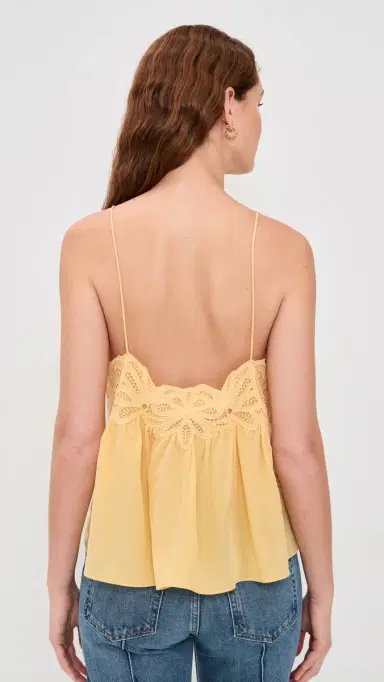 Ulla Johnson Rosie Lace Applique Silk Tank Top Dandelion | Thumbnail 3 Ulla Johnson Rosie Lace Applique Silk Tank Top Dandelion | Thumbnail 3