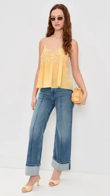 Ulla Johnson Rosie Lace Applique Silk Tank Top Dandelion | Thumbnail 5 Ulla Johnson Rosie Lace Applique Silk Tank Top Dandelion | Thumbnail 5