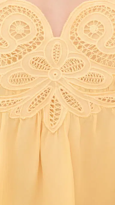 Ulla Johnson Rosie Lace Applique Silk Tank Top Dandelion | Thumbnail 6 Ulla Johnson Rosie Lace Applique Silk Tank Top Dandelion | Thumbnail 6