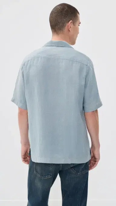 Frescobol Carioca Angelo GD Linen Short Sleeve Shirt Coastal Blue | Thumbnail 3 Frescobol Carioca Angelo GD Linen Short Sleeve Shirt Coastal Blue | Thumbnail 3