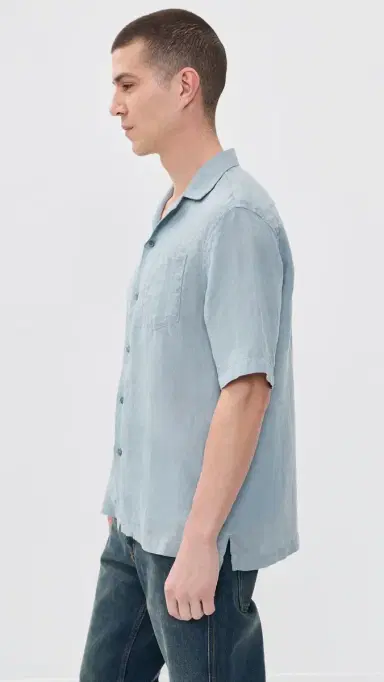 Frescobol Carioca Angelo GD Linen Short Sleeve Shirt Coastal Blue | Thumbnail 4 Frescobol Carioca Angelo GD Linen Short Sleeve Shirt Coastal Blue | Thumbnail 4