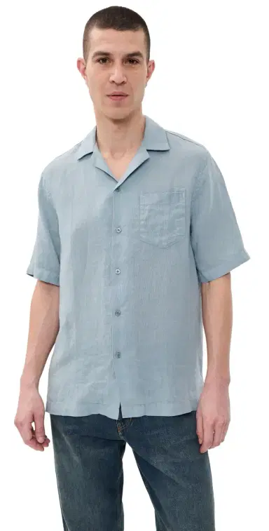 Frescobol Carioca Angelo GD Linen Short Sleeve Shirt Coastal Blue | Thumbnail 1 Frescobol Carioca Angelo GD Linen Short Sleeve Shirt Coastal Blue | Thumbnail 1
