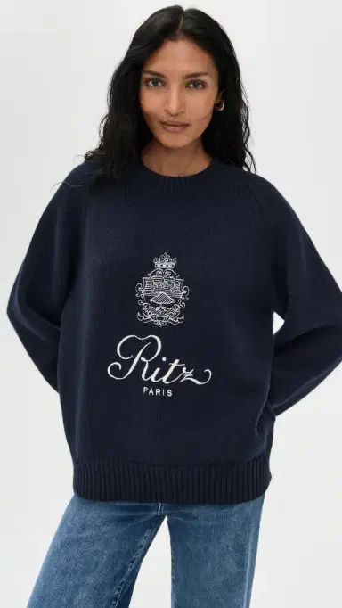 Frame Ritz Unisex Cashmere Sweater Navy M | Thumbnail 3 Frame Ritz Unisex Cashmere Sweater Navy M | Thumbnail 3