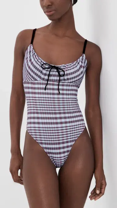 Good American Plaid Drawstring Swimsuit fig plaid | Thumbnail 2 Good American Plaid Drawstring Swimsuit fig plaid | Thumbnail 2