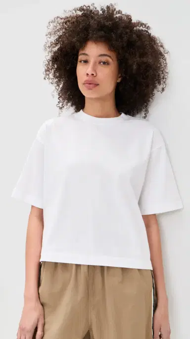 Madewell The Boxy Crop Tee In Allday Jersey White | Thumbnail 2 Madewell The Boxy Crop Tee In Allday Jersey White | Thumbnail 2