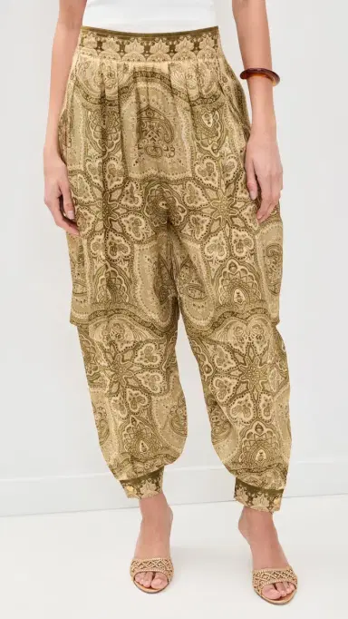 Zimmermann Luna Satin Balloon Pants Olive Perla Paisley | Thumbnail 2 Zimmermann Luna Satin Balloon Pants Olive Perla Paisley | Thumbnail 2