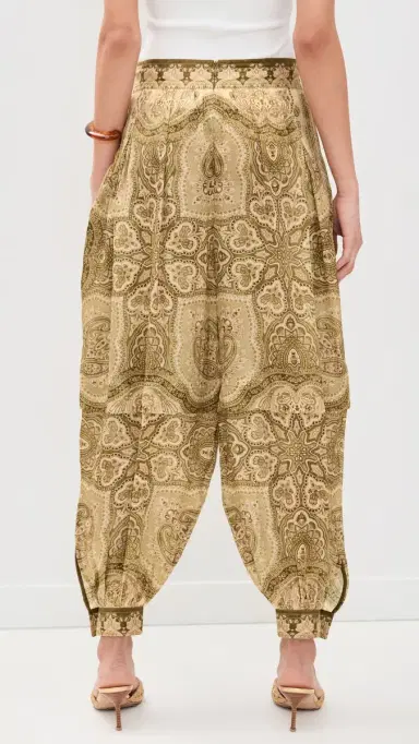 Zimmermann Luna Satin Balloon Pants Olive Perla Paisley | Thumbnail 3 Zimmermann Luna Satin Balloon Pants Olive Perla Paisley | Thumbnail 3