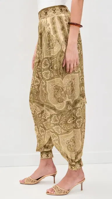 Zimmermann Luna Satin Balloon Pants Olive Perla Paisley | Thumbnail 4 Zimmermann Luna Satin Balloon Pants Olive Perla Paisley | Thumbnail 4