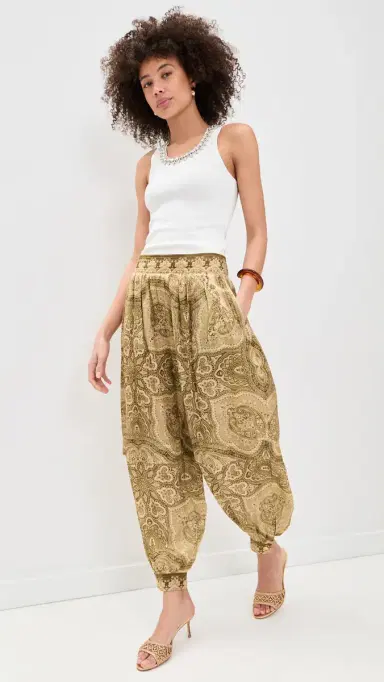Zimmermann Luna Satin Balloon Pants Olive Perla Paisley | Thumbnail 5 Zimmermann Luna Satin Balloon Pants Olive Perla Paisley | Thumbnail 5