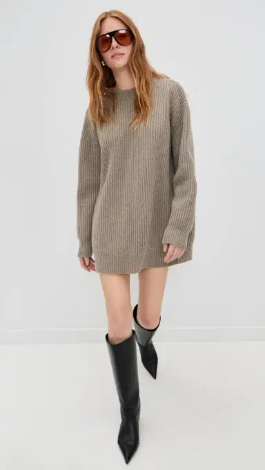 MM6 Maison Margiela Crew Neck Sweater Dress Beige | Thumbnail 2 MM6 Maison Margiela Crew Neck Sweater Dress Beige | Thumbnail 2