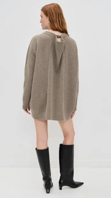MM6 Maison Margiela Crew Neck Sweater Dress Beige | Thumbnail 3 MM6 Maison Margiela Crew Neck Sweater Dress Beige | Thumbnail 3