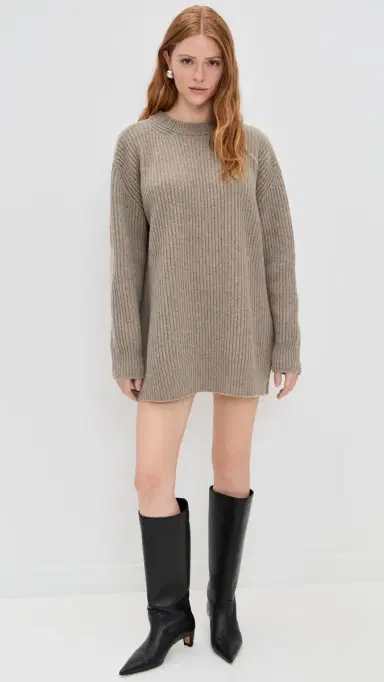 MM6 Maison Margiela Crew Neck Sweater Dress Beige | Thumbnail 5 MM6 Maison Margiela Crew Neck Sweater Dress Beige | Thumbnail 5
