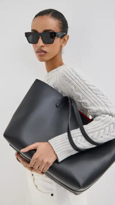 Mansur Gavriel Large Tote Bag Black/Flamma One Size | Thumbnail 3 Mansur Gavriel Large Tote Bag Black/Flamma One Size | Thumbnail 3