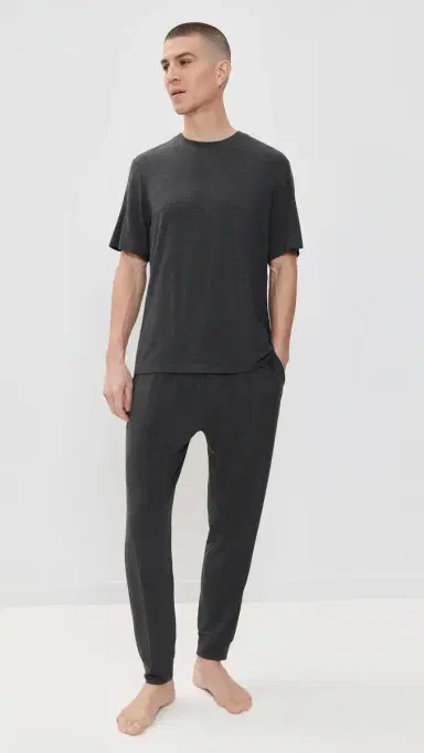Eberjey Henry Modal Short Sleeve and Pant Pajamas et Charcoal | Thumbnail 2 Eberjey Henry Modal Short Sleeve and Pant Pajamas et Charcoal | Thumbnail 2