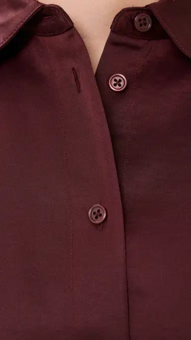 LE BOP Felicity Boxy Cropped Satin Button Down ahogany | Thumbnail 6 LE BOP Felicity Boxy Cropped Satin Button Down ahogany | Thumbnail 6