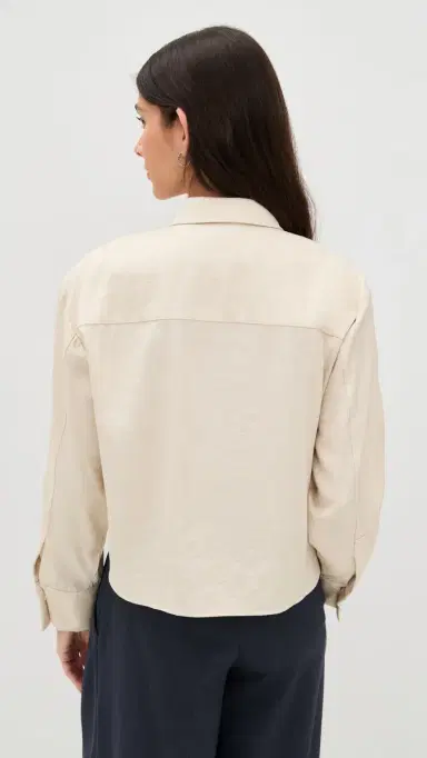 LE BOP Felicity Boxy Cropped Satin Button Down | Thumbnail 3 LE BOP Felicity Boxy Cropped Satin Button Down | Thumbnail 3