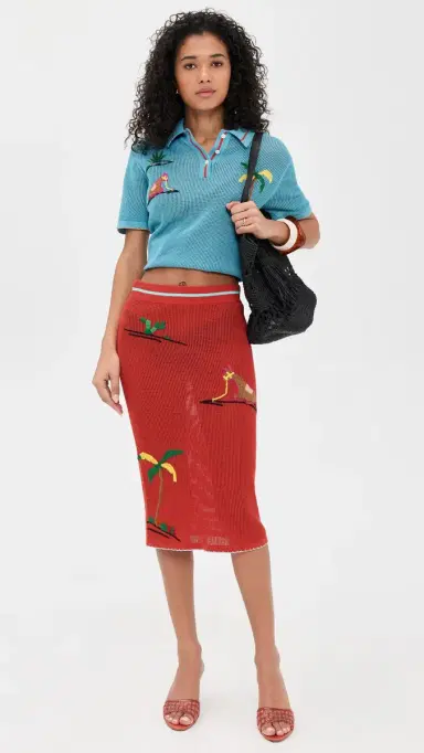 STAUD evante Skirt Riviera Flame | Thumbnail 5 STAUD evante Skirt Riviera Flame | Thumbnail 5