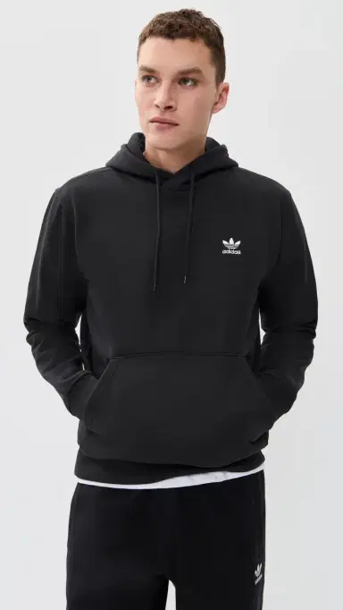 Adidas Trefoil Essentials Hoodie Black S | Thumbnail 2 Adidas Trefoil Essentials Hoodie Black S | Thumbnail 2