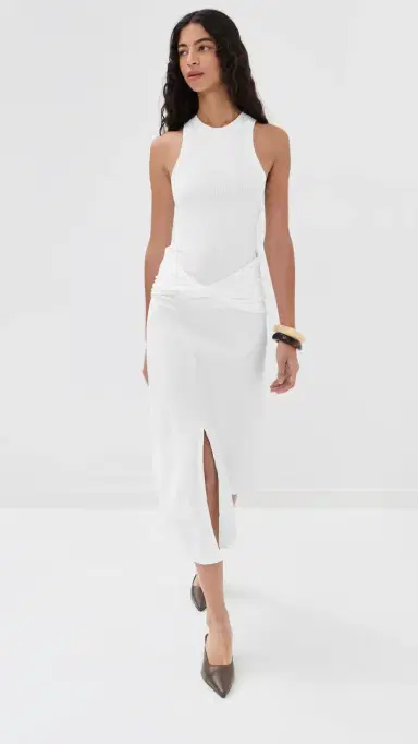 Victoria Beckham Twist Detail Midi Skirt White | Thumbnail 2 Victoria Beckham Twist Detail Midi Skirt White | Thumbnail 2
