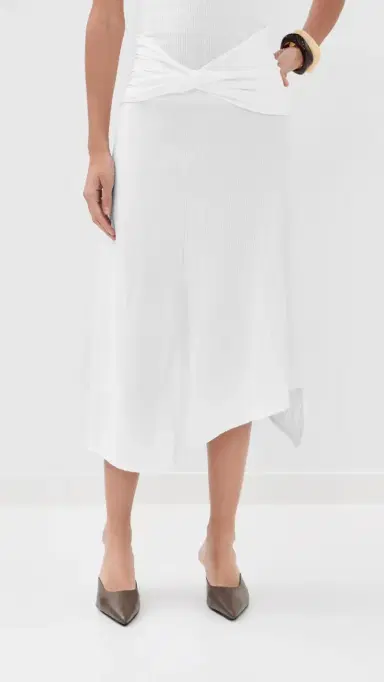 Victoria Beckham Twist Detail Midi Skirt White | Thumbnail 3 Victoria Beckham Twist Detail Midi Skirt White | Thumbnail 3