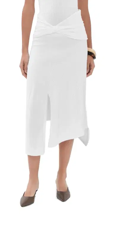 Victoria Beckham Twist Detail Midi Skirt White | Thumbnail 1 Victoria Beckham Twist Detail Midi Skirt White | Thumbnail 1