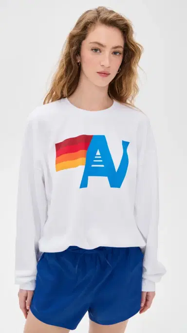 Aviator Nation Logo Relaxed Crew Sweatshirt White | Thumbnail 2 Aviator Nation Logo Relaxed Crew Sweatshirt White | Thumbnail 2
