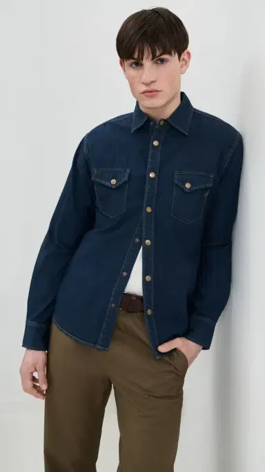 Billy Reid hoals Denim Shirt Double Dye | Thumbnail 2 Billy Reid hoals Denim Shirt Double Dye | Thumbnail 2