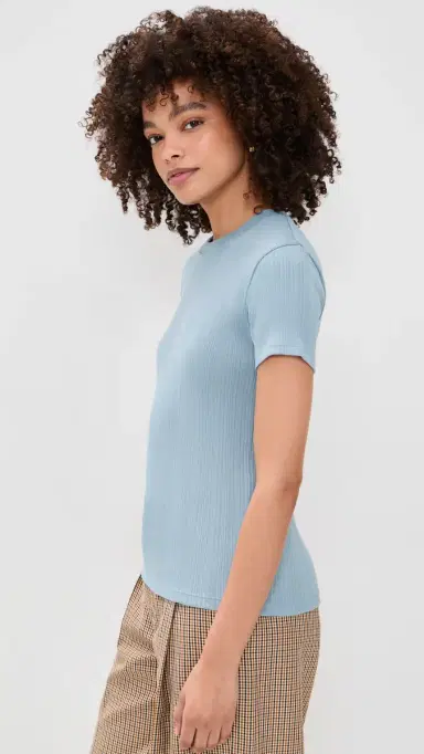 Vince Ribbed Crew Neck Del Mar XS | Thumbnail 4 Vince Ribbed Crew Neck Del Mar XS | Thumbnail 4