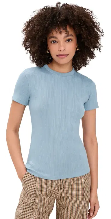Vince Ribbed Crew Neck Del Mar XS | Thumbnail 1 Vince Ribbed Crew Neck Del Mar XS | Thumbnail 1