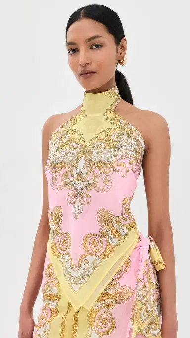 Versace Cover Up Printed Top Pale Yellow/Rose Quartz | Thumbnail 2 Versace Cover Up Printed Top Pale Yellow/Rose Quartz | Thumbnail 2