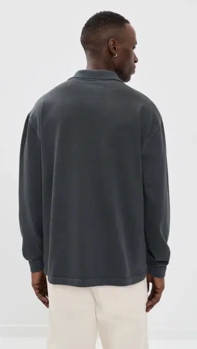Madewell Cotton Long Sleeve Polo Coal | Thumbnail 3 Madewell Cotton Long Sleeve Polo Coal | Thumbnail 3