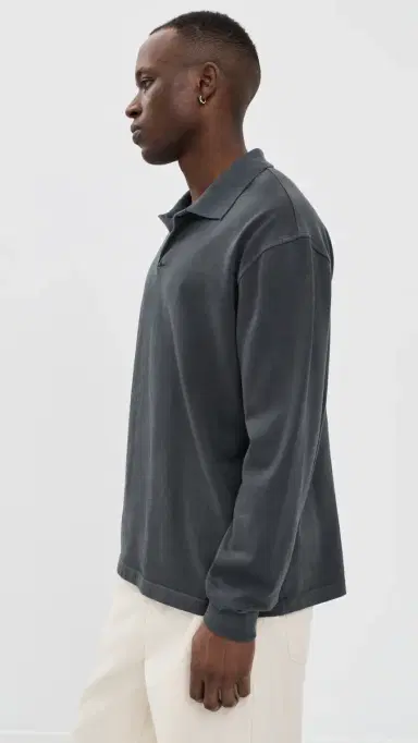 Madewell Cotton Long Sleeve Polo Coal | Thumbnail 4 Madewell Cotton Long Sleeve Polo Coal | Thumbnail 4