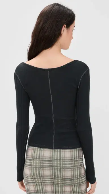 Free People End Game Pointelle Shirt Black | Thumbnail 3 Free People End Game Pointelle Shirt Black | Thumbnail 3