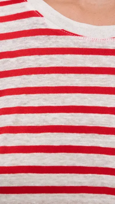Alex Mill Garcon triped Tee In Linen Cotton Off White/Tomato | Thumbnail 6 Alex Mill Garcon triped Tee In Linen Cotton Off White/Tomato | Thumbnail 6