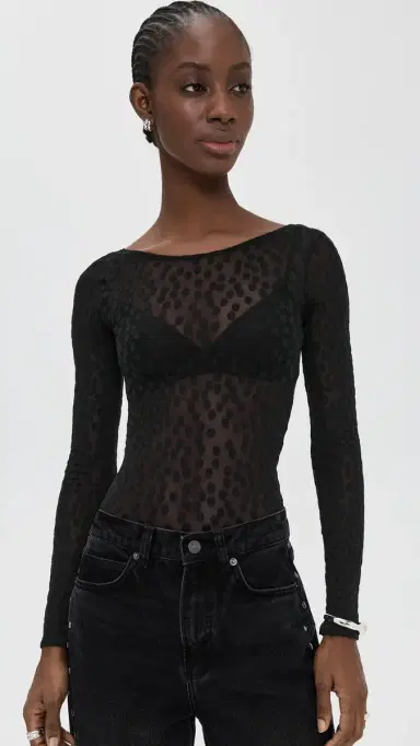Wolford weet Dots Thong Bodysuit Black | Thumbnail 2 Wolford weet Dots Thong Bodysuit Black | Thumbnail 2