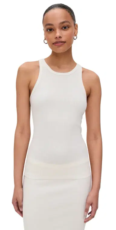 ÉTERNE High Neck Fitted Tank Cream | Thumbnail 1 ÉTERNE High Neck Fitted Tank Cream | Thumbnail 1