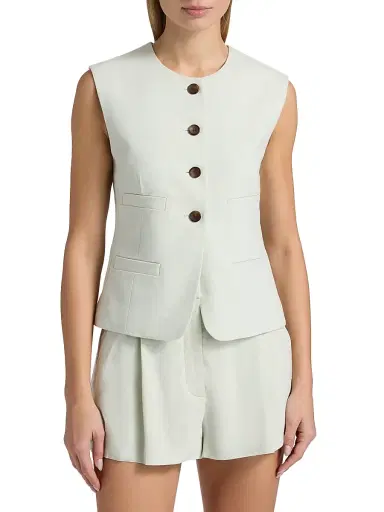 A.L.C. Women's Georgie Linen-Blend Vest - Pale Mint | Thumbnail 3 A.L.C. Women's Georgie Linen-Blend Vest - Pale Mint | Thumbnail 3