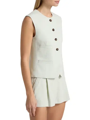 A.L.C. Women's Georgie Linen-Blend Vest - Pale Mint | Thumbnail 4 A.L.C. Women's Georgie Linen-Blend Vest - Pale Mint | Thumbnail 4