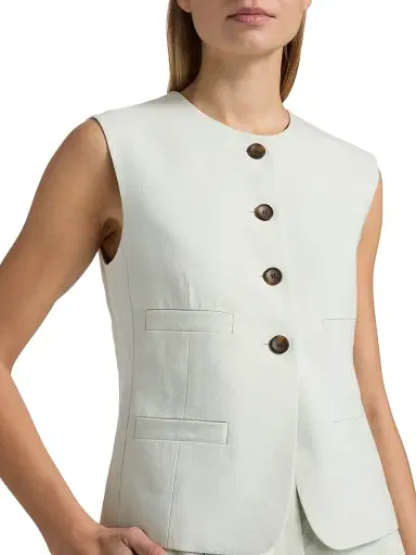 A.L.C. Women's Georgie Linen-Blend Vest - Pale Mint | Thumbnail 6 A.L.C. Women's Georgie Linen-Blend Vest - Pale Mint | Thumbnail 6