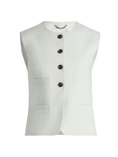 A.L.C. Women's Georgie Linen-Blend Vest - Pale Mint | Thumbnail 1 A.L.C. Women's Georgie Linen-Blend Vest - Pale Mint | Thumbnail 1