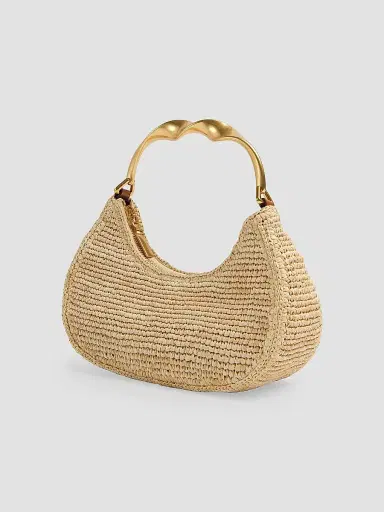 SIMKHAI Women's Nixi Twist-Handle Raffia Hobo Bag - Natural | Thumbnail 2 SIMKHAI Women's Nixi Twist-Handle Raffia Hobo Bag - Natural | Thumbnail 2