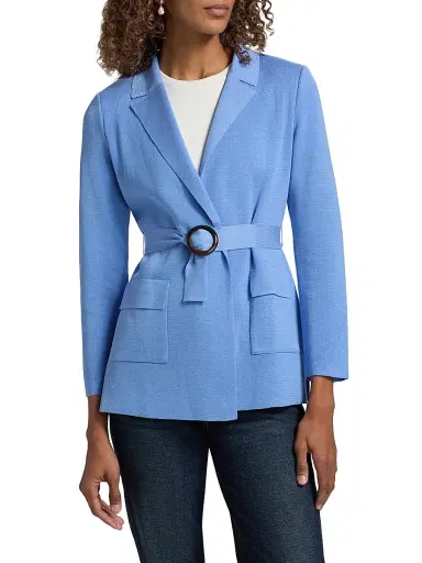 Misook Women's Belted Single-Breasted Blazer - Tranquil Blue - Size XXL | Thumbnail 3 Misook Women's Belted Single-Breasted Blazer - Tranquil Blue - Size XXL | Thumbnail 3