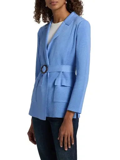 Misook Women's Belted Single-Breasted Blazer - Tranquil Blue - Size XXL | Thumbnail 4 Misook Women's Belted Single-Breasted Blazer - Tranquil Blue - Size XXL | Thumbnail 4