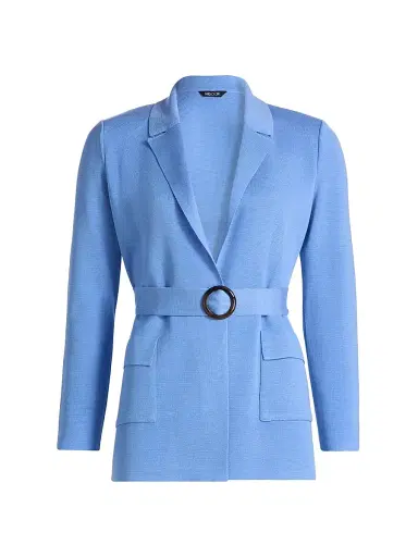 Misook Women's Belted Single-Breasted Blazer - Tranquil Blue - Size XXL | Thumbnail 1 Misook Women's Belted Single-Breasted Blazer - Tranquil Blue - Size XXL | Thumbnail 1