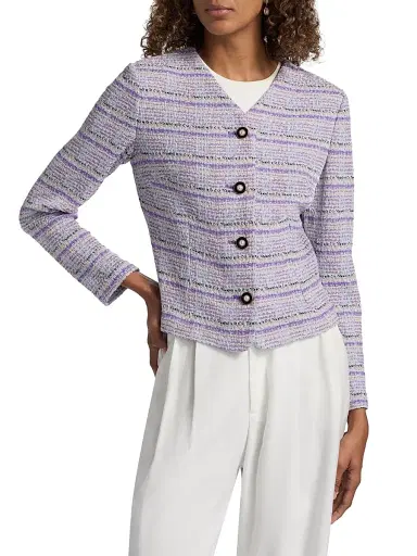 Misook Women's Tweed Knit Jacket - Powder Blue Multi - Size XXL | Thumbnail 3 Misook Women's Tweed Knit Jacket - Powder Blue Multi - Size XXL | Thumbnail 3